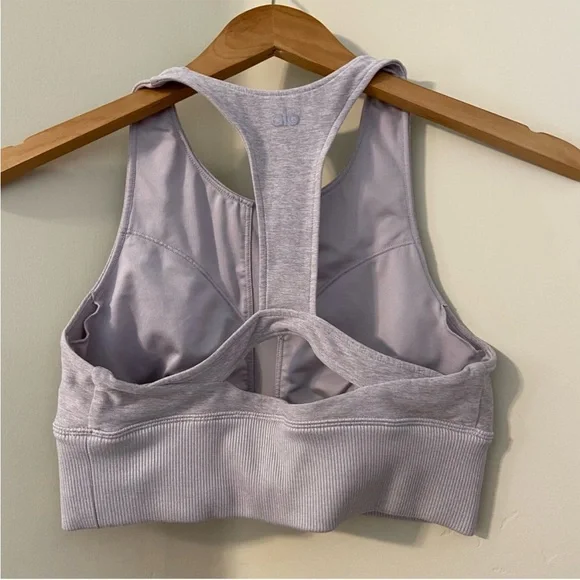 NEW ALO Yoga Alosoft Serenity Sports Bra Zinc Heathered S - Picture 4 of 6